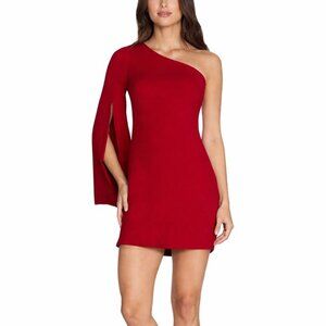 NWT Dress the Population Heidi Red One Shoulder Dress Size S